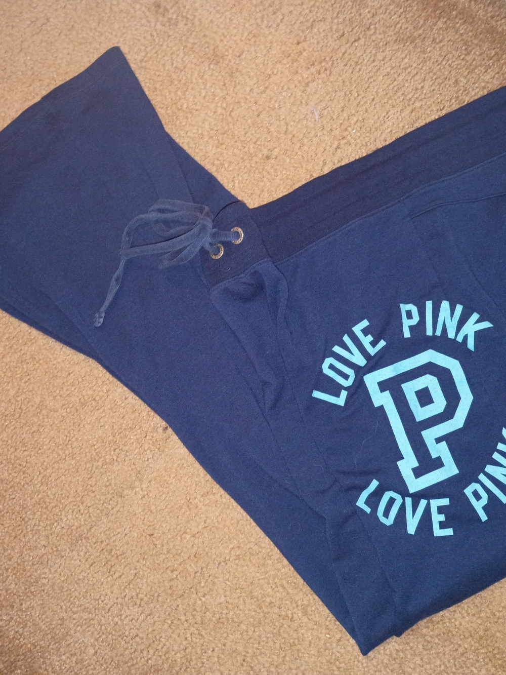 Vintage Y2K PINK Victoria's Secret Sweatpants Track Joggers Logo L Flare